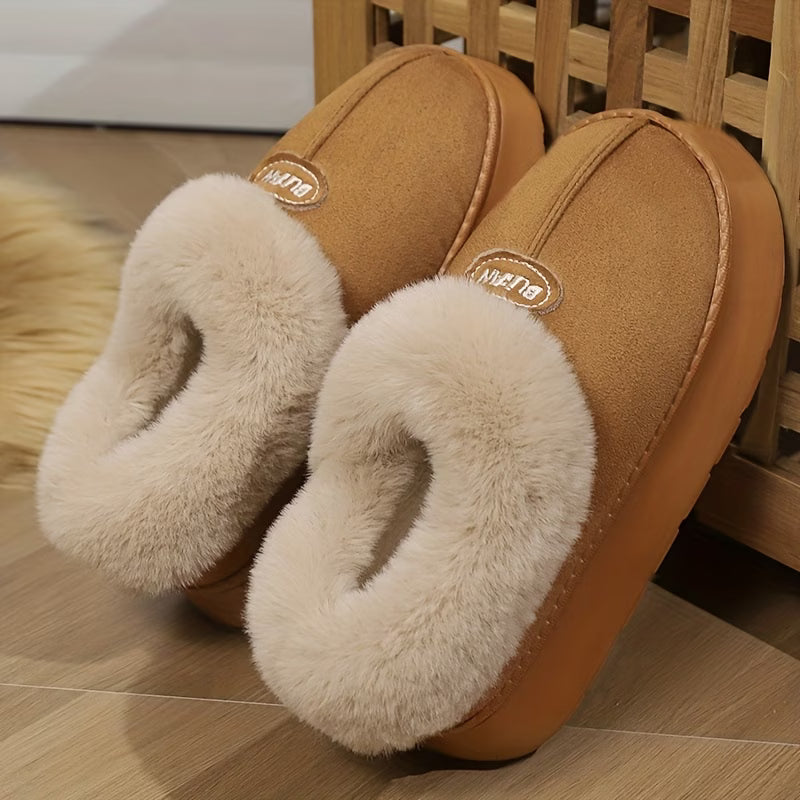 Unisex Warm Plush Indoor Slippers – Low-Top Winter Home Shoes