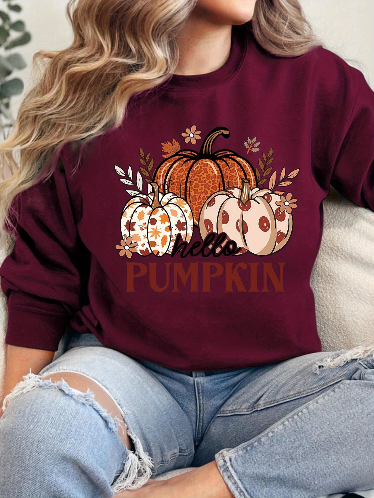 Women's Hello Pumpkin Winter Sweatshirt