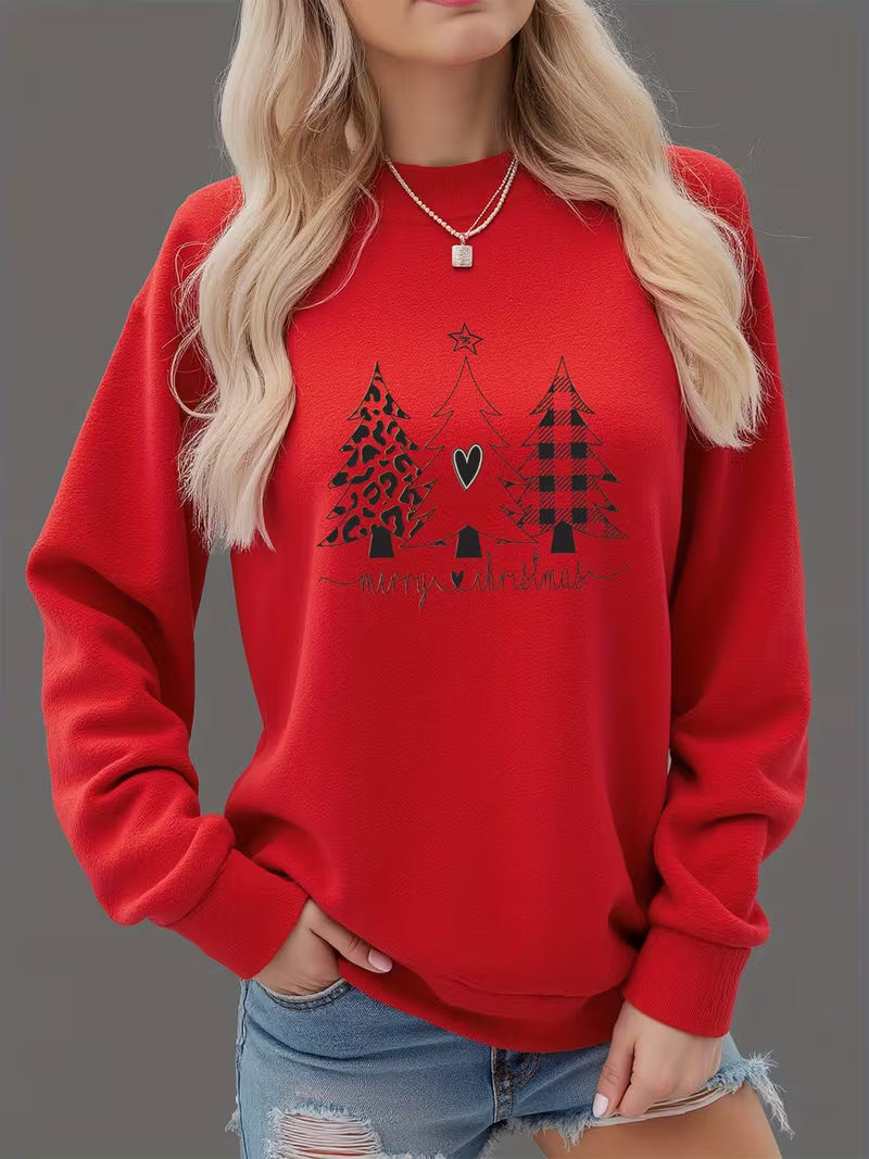 Women'S Cozy Black Christmas Graphic Sweatshirt