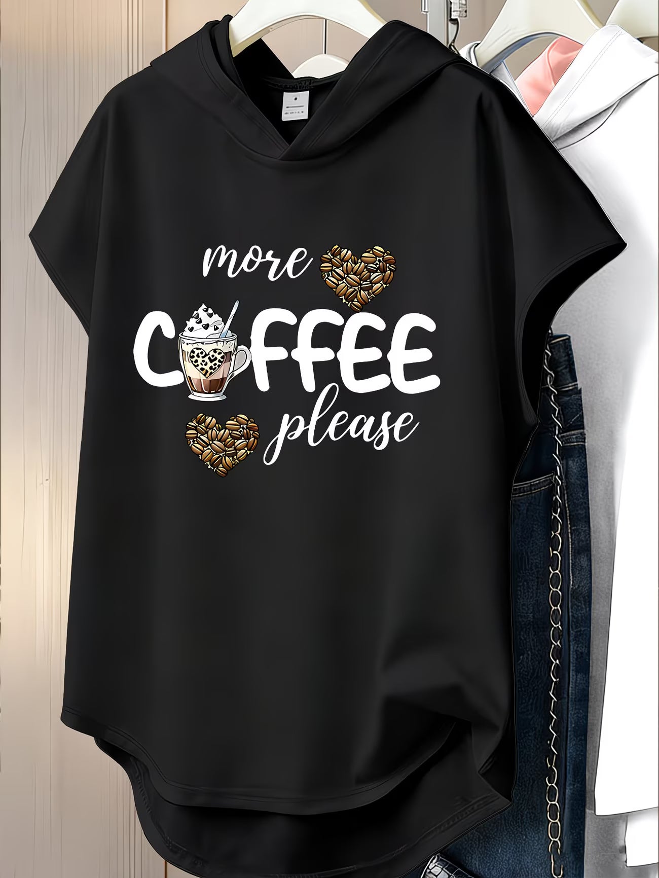 Women's Y2K 'COFFEE' Heart Print Hooded Sportswear — Loose Fit