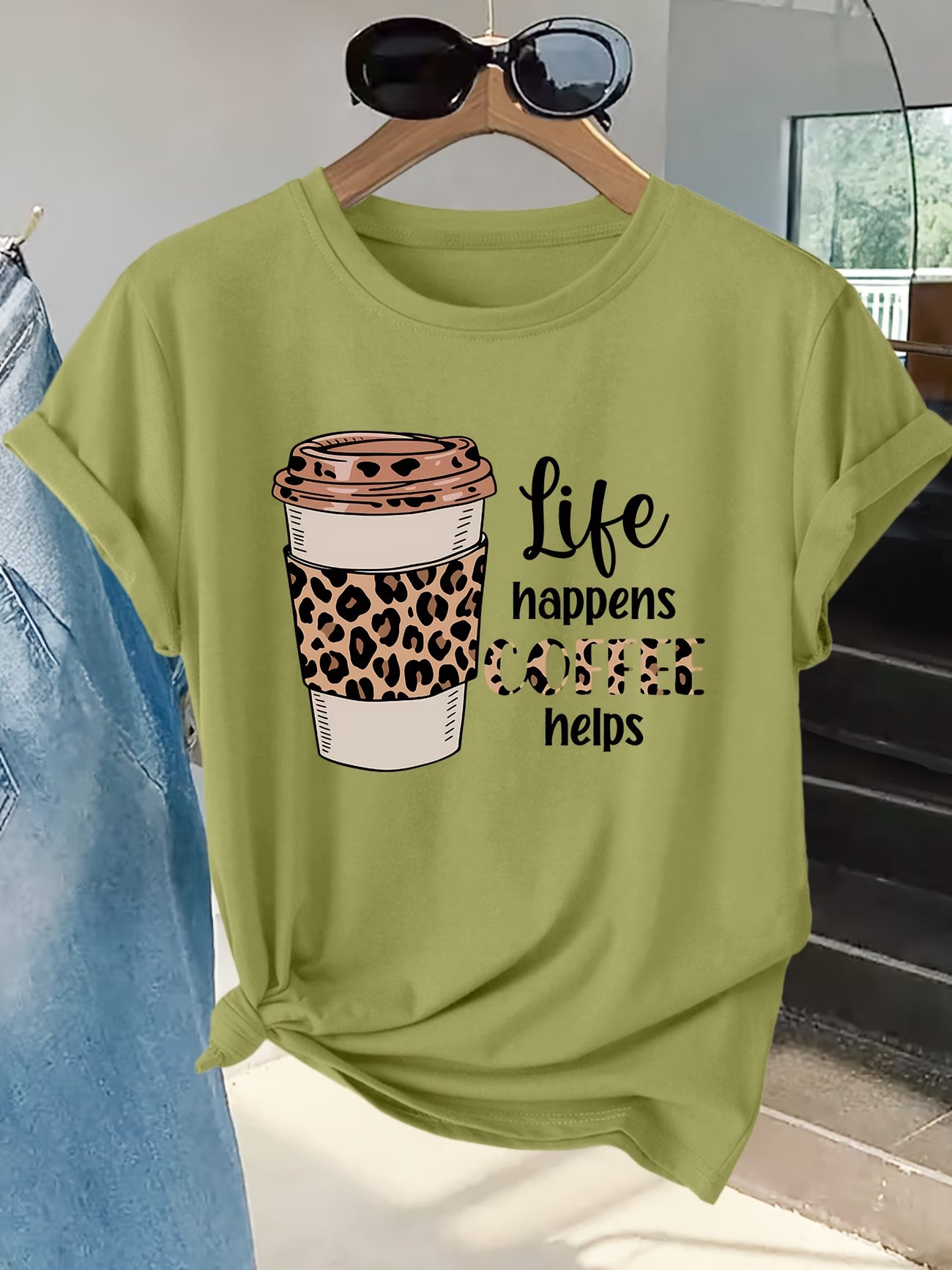 "Life Happens Coffee Helps" Graphic T-Shirt