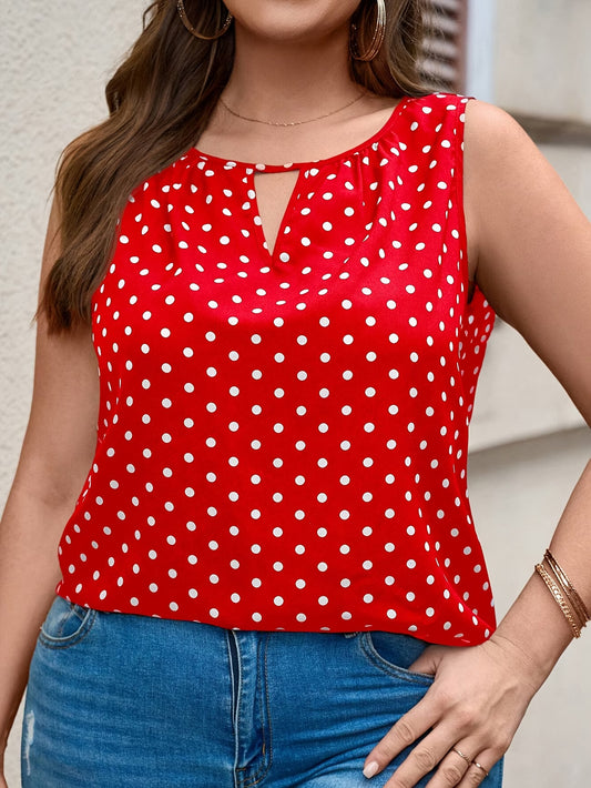 Plus Size Polka Dot Random Print top
