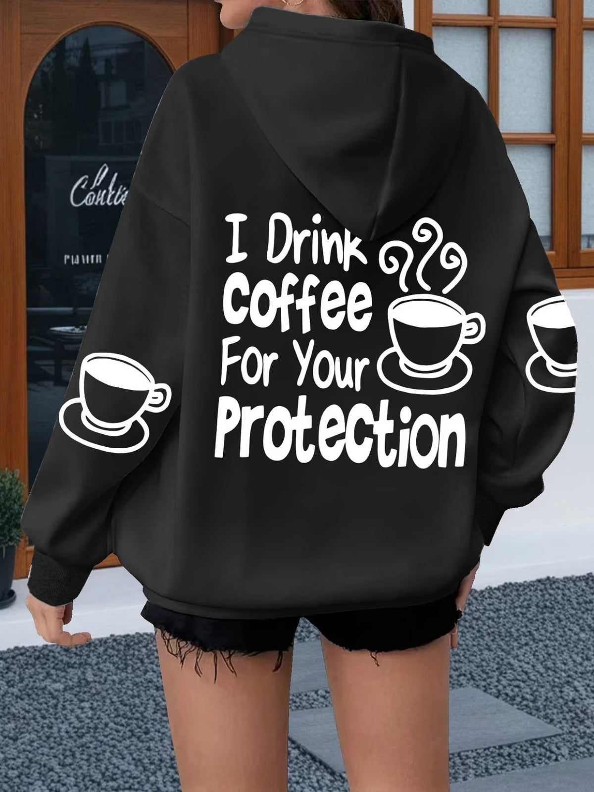 Ladies Coffee Lovers Graphic Pullover Hoodie