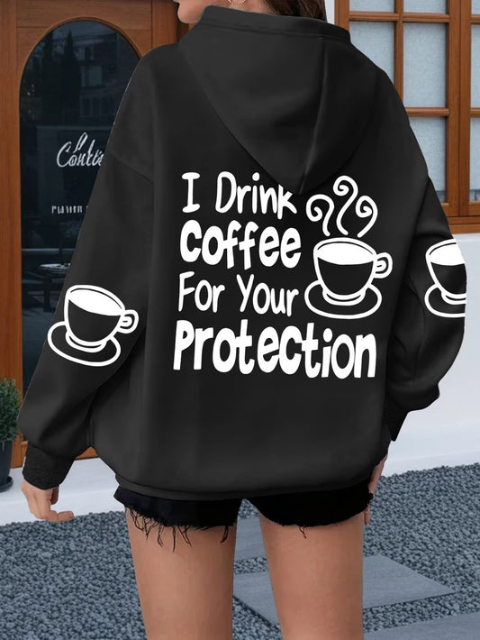 Ladies Coffee Lovers Graphic Pullover Hoodie
