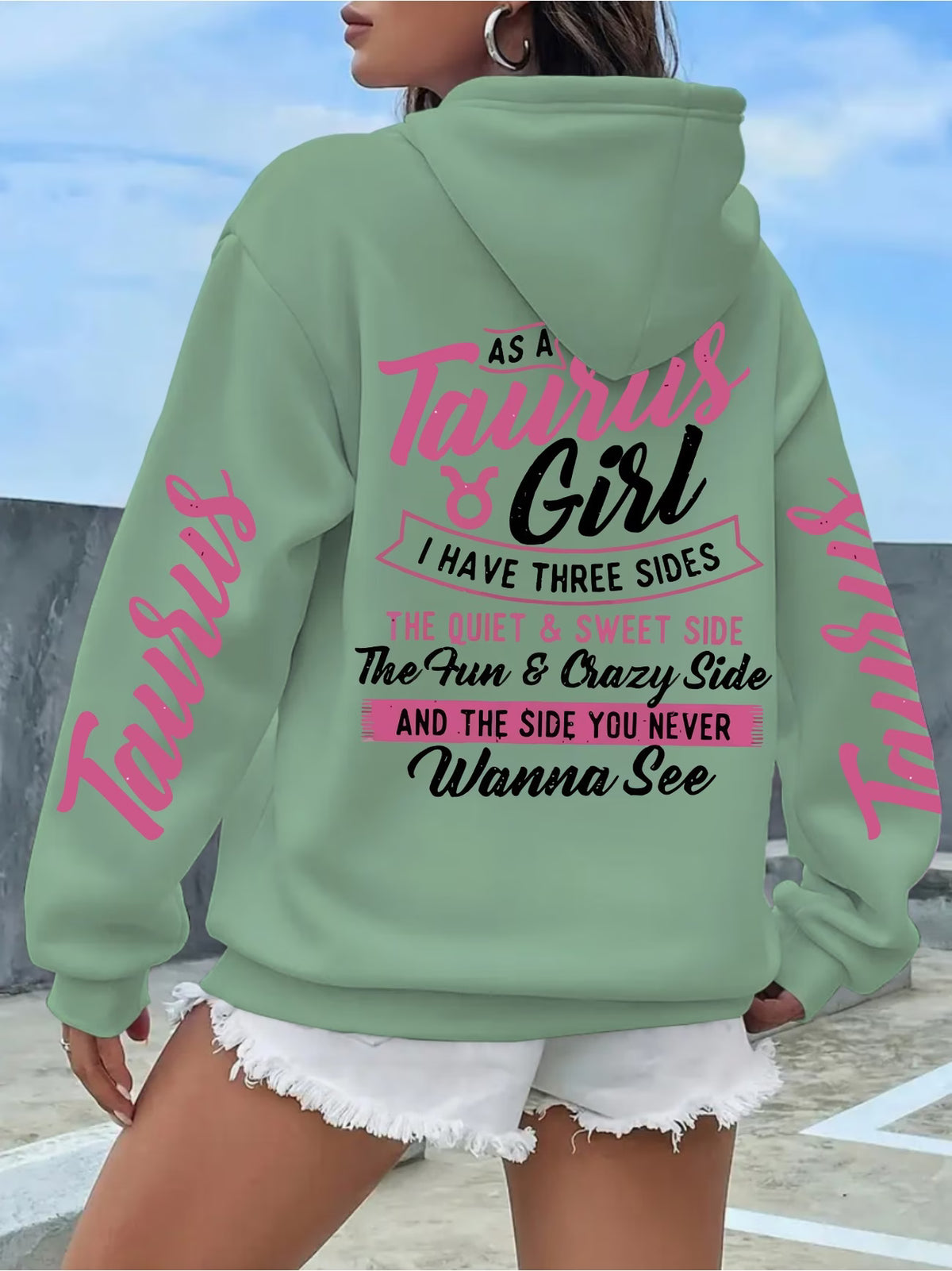 Ladies "Taurus" Letter Pattern Printed Sweater
