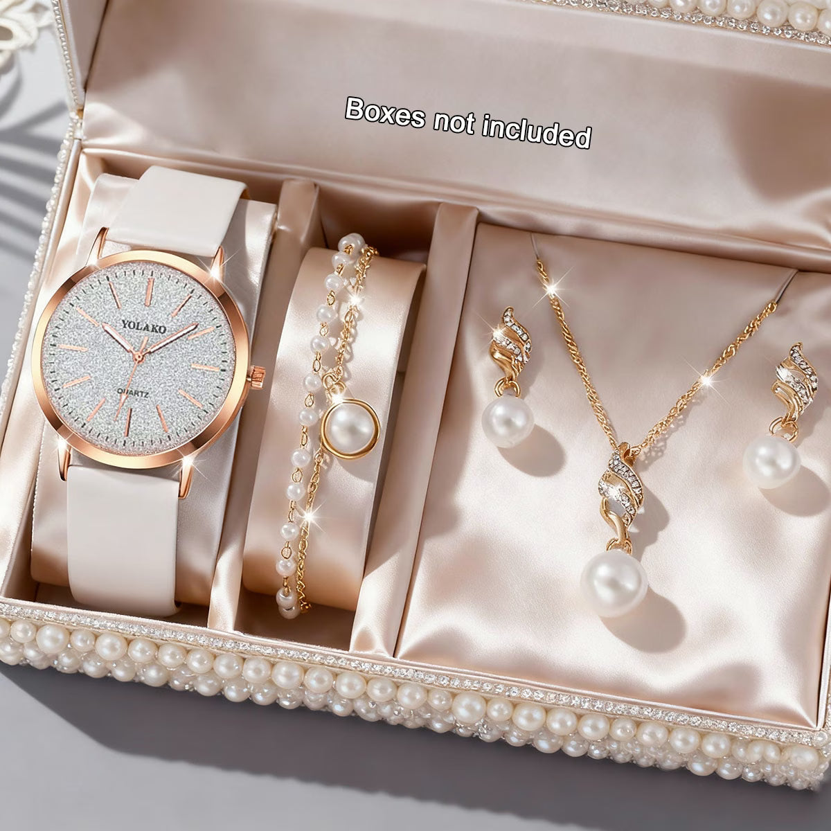 5pcs Elegant Women's Watch & Jewellery Gift Set