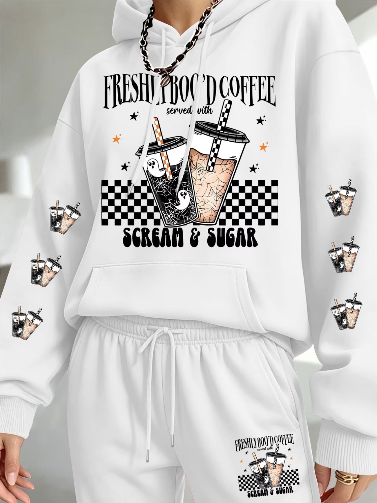 Women's 'Scream & Sugar' Coffee Cup Print Hoodie & Sweatpants Set