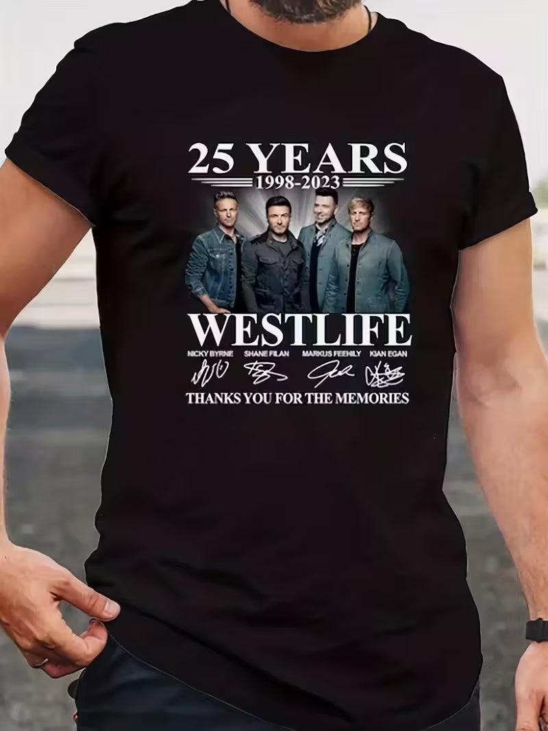 Westlife 25th Anniversary Band Members Names & Signatures T-Shirt