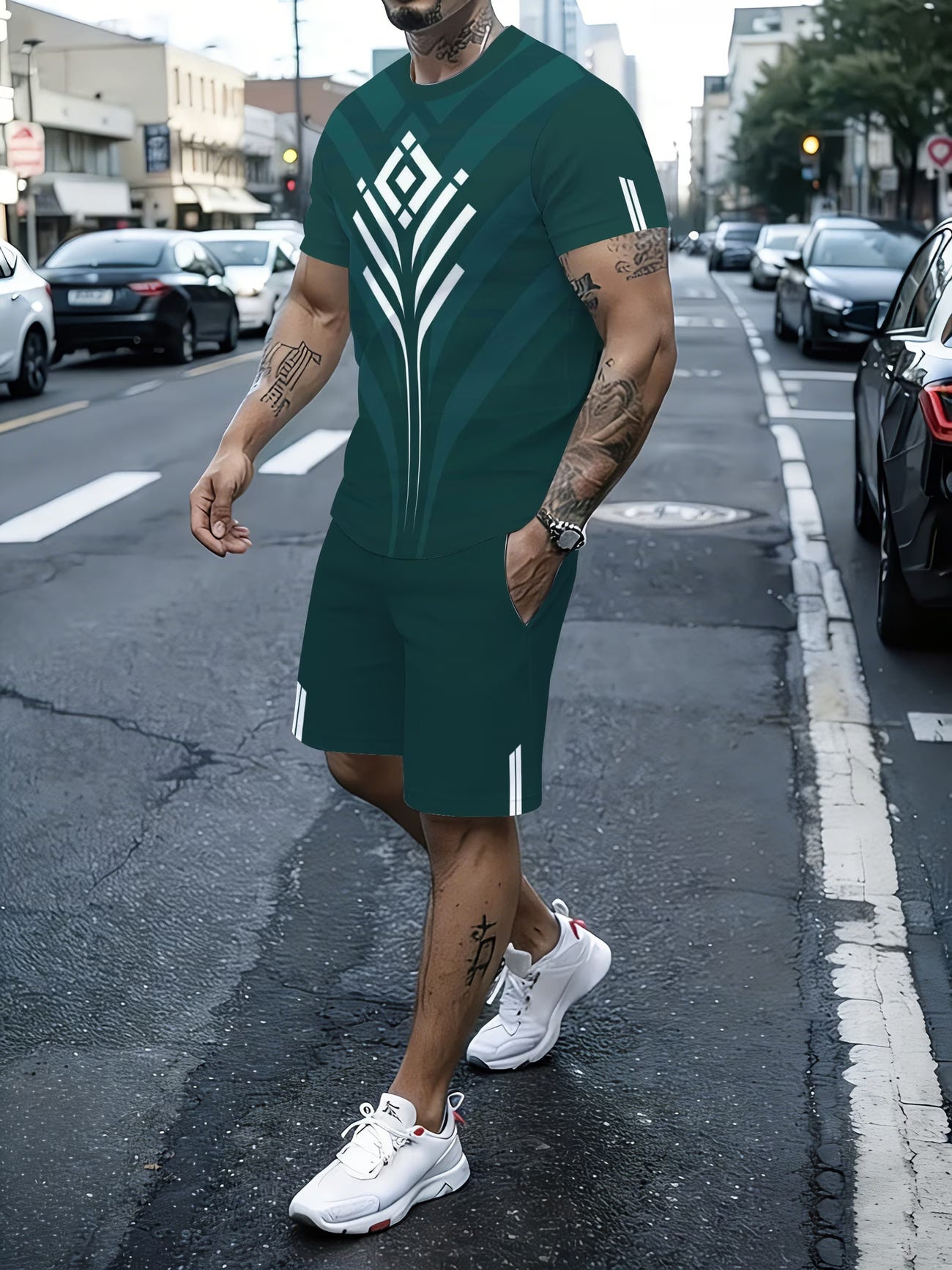 Men's Summer Lightweight Co-Ord Set — Breathable Short-Sleeve Tee & Casual Trousers