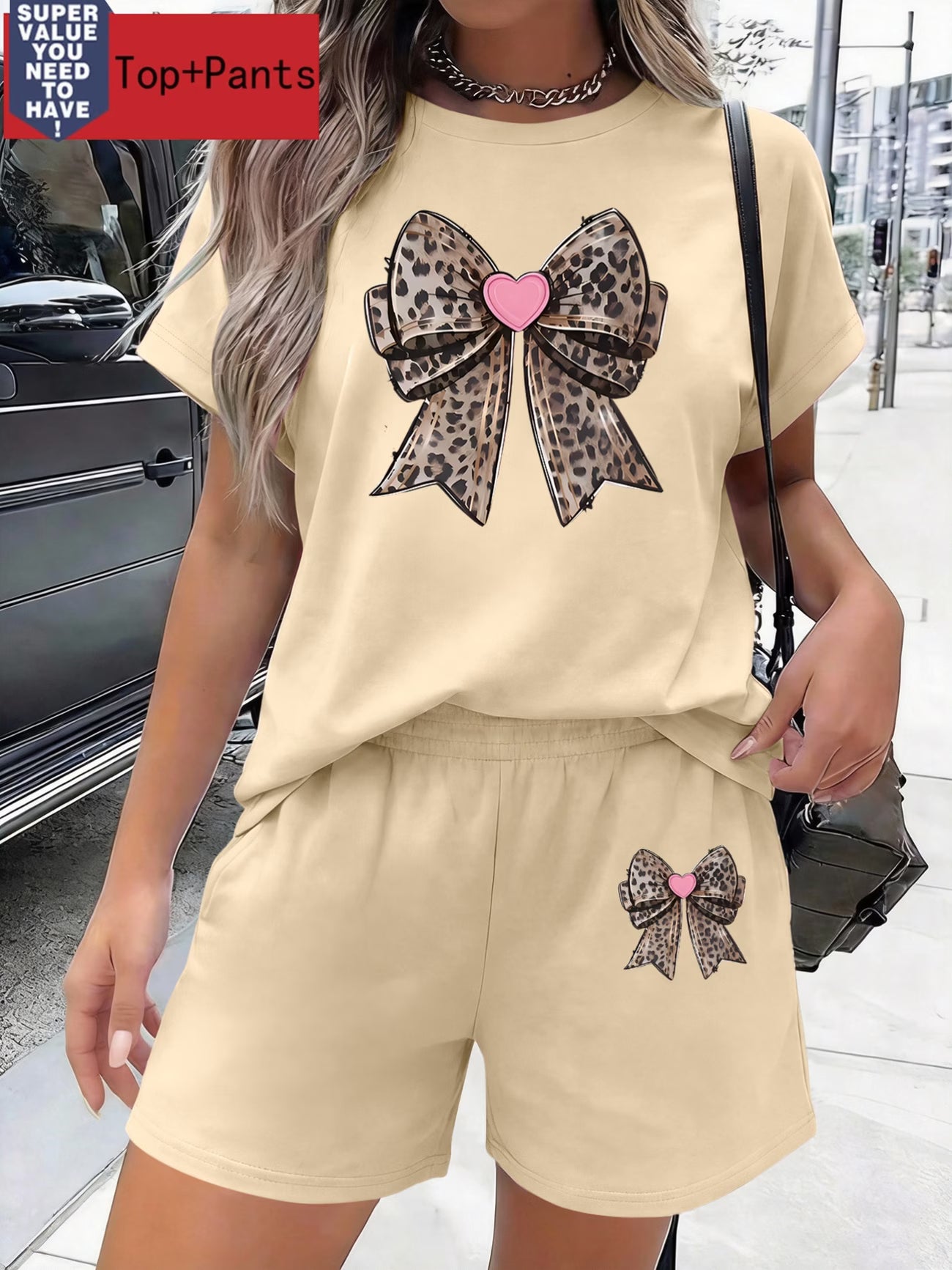 Women's Relaxed Tee & High-Waist Shorts Set