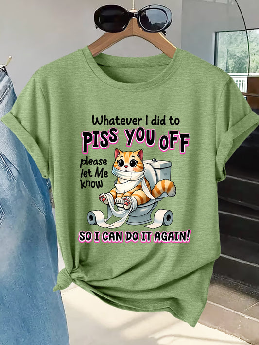Plus Size Women's Funny Cat in Toilet T-Shirt – Humorous Slogan & Toilet-Themed Print