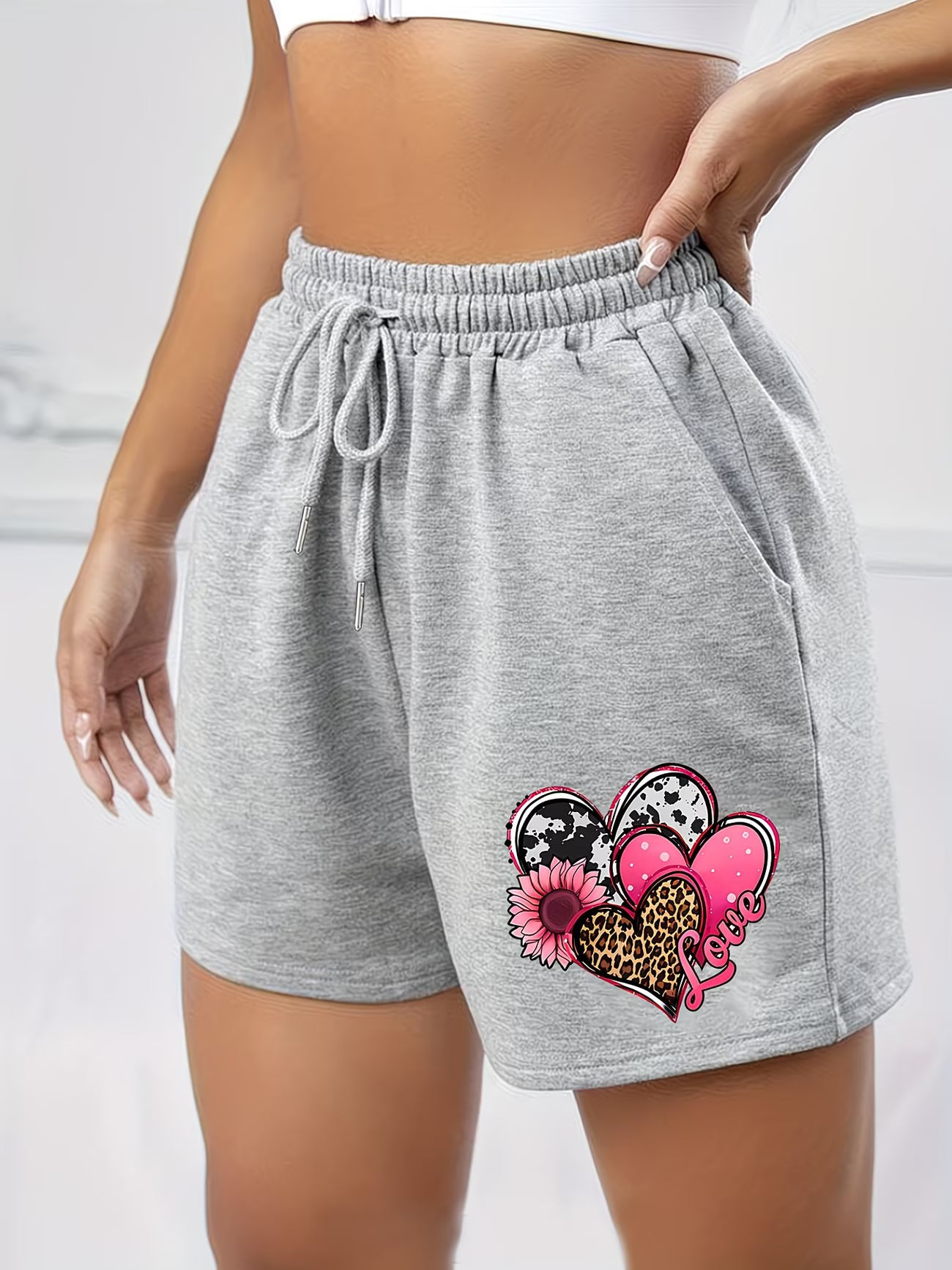Women's  Heart Print Shorts – Trendy High-End Design