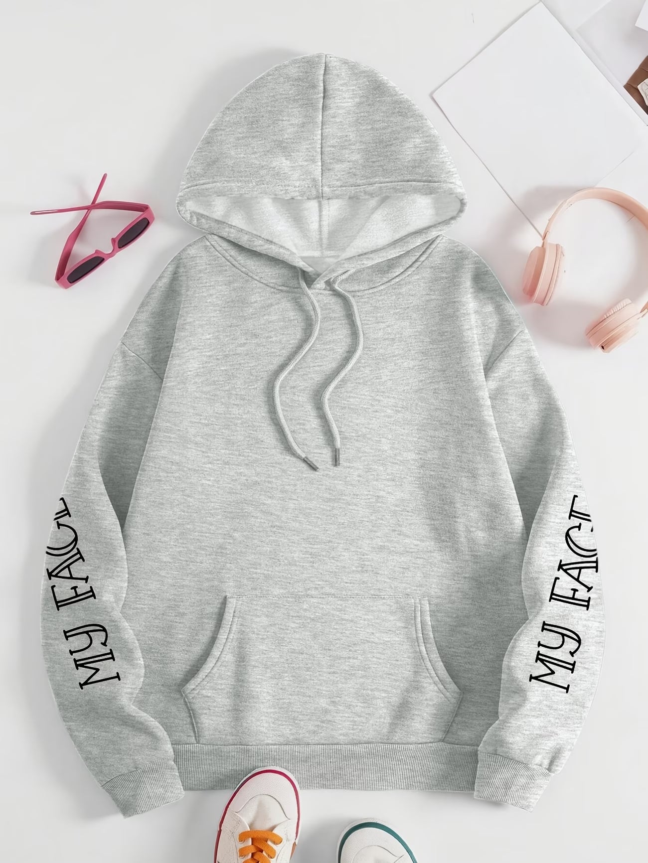 Hooded Sweatshirt - Sassy Lettering Pullover Hoodie