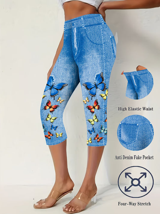 Butterfly Print Trousers – Soft Stretch, Non-Denim