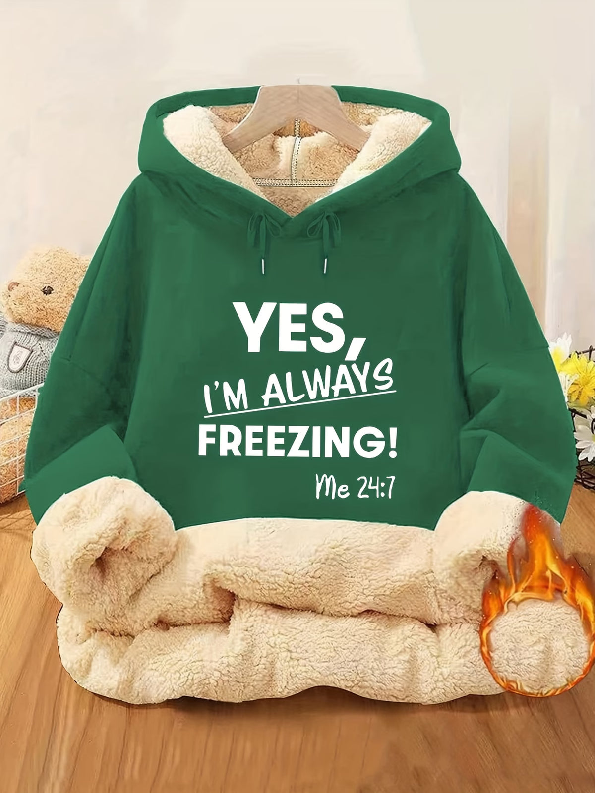 Women's Fleece-Lined Hooded Sweatshirt with Pockets