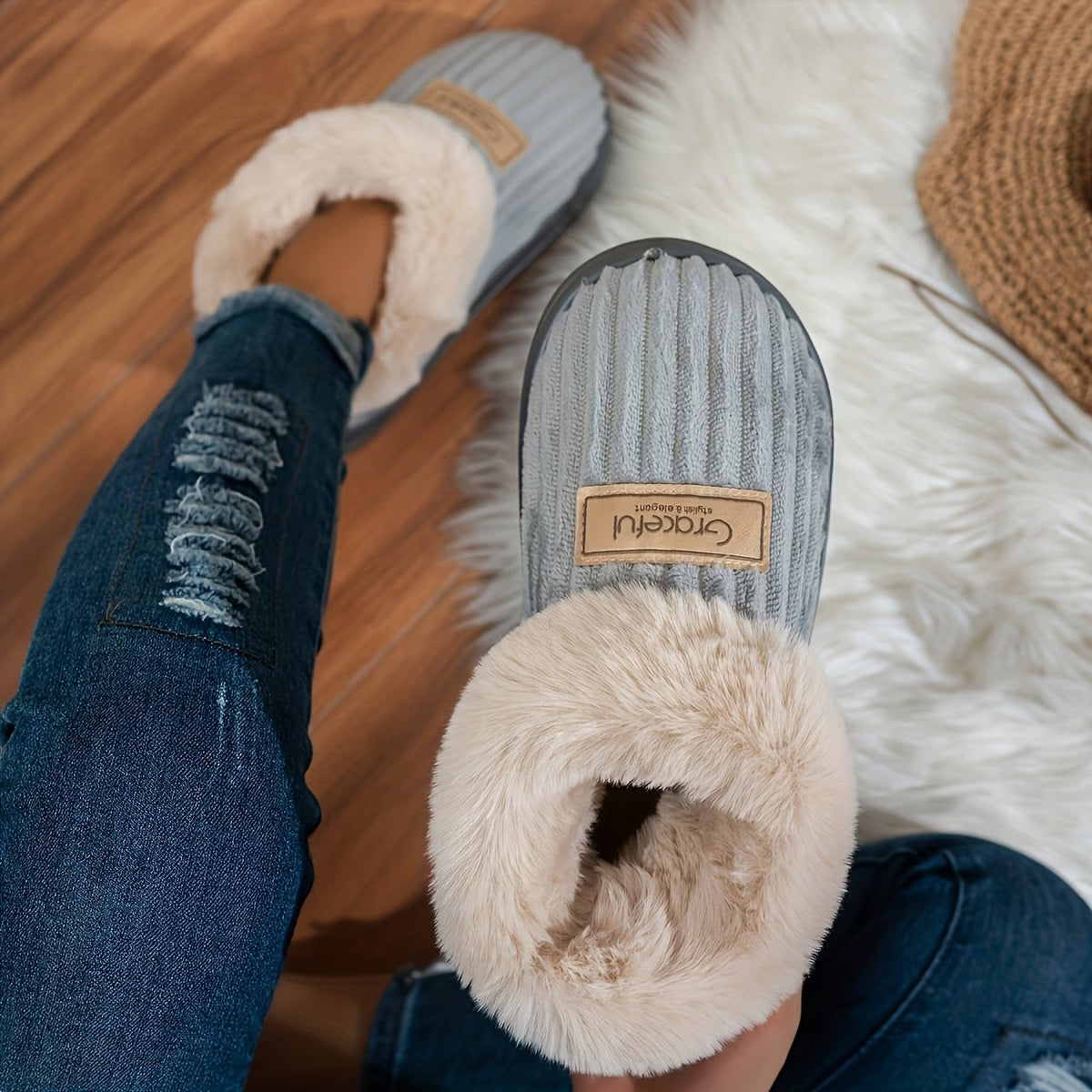 Women's Winter Cosy Indoor Slippers – Thick Sole & Soft Wrap-Around Heel
