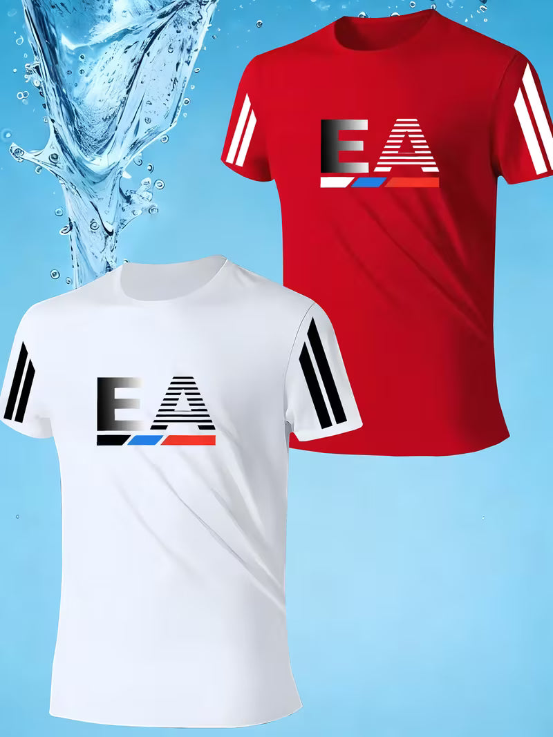 2pcs Men'S Casual Short Sleeve T-Shirts