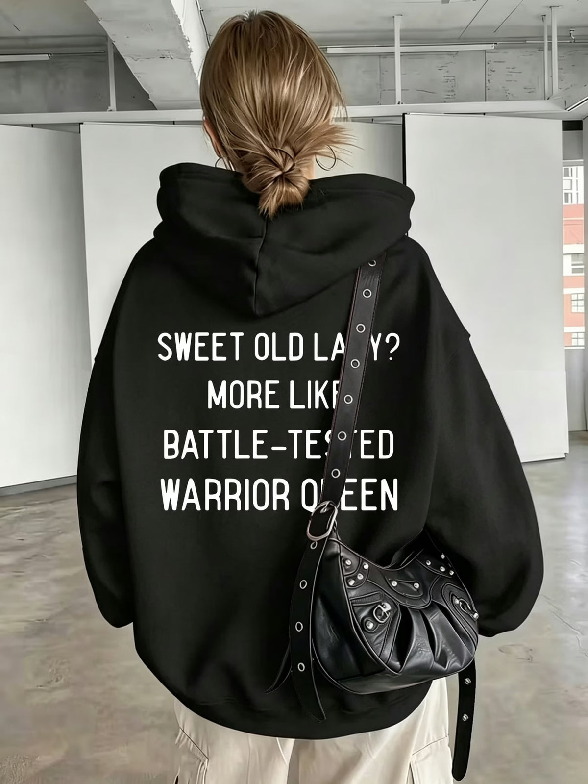 Ladies Bold Back Slogan Pullover Hoodie