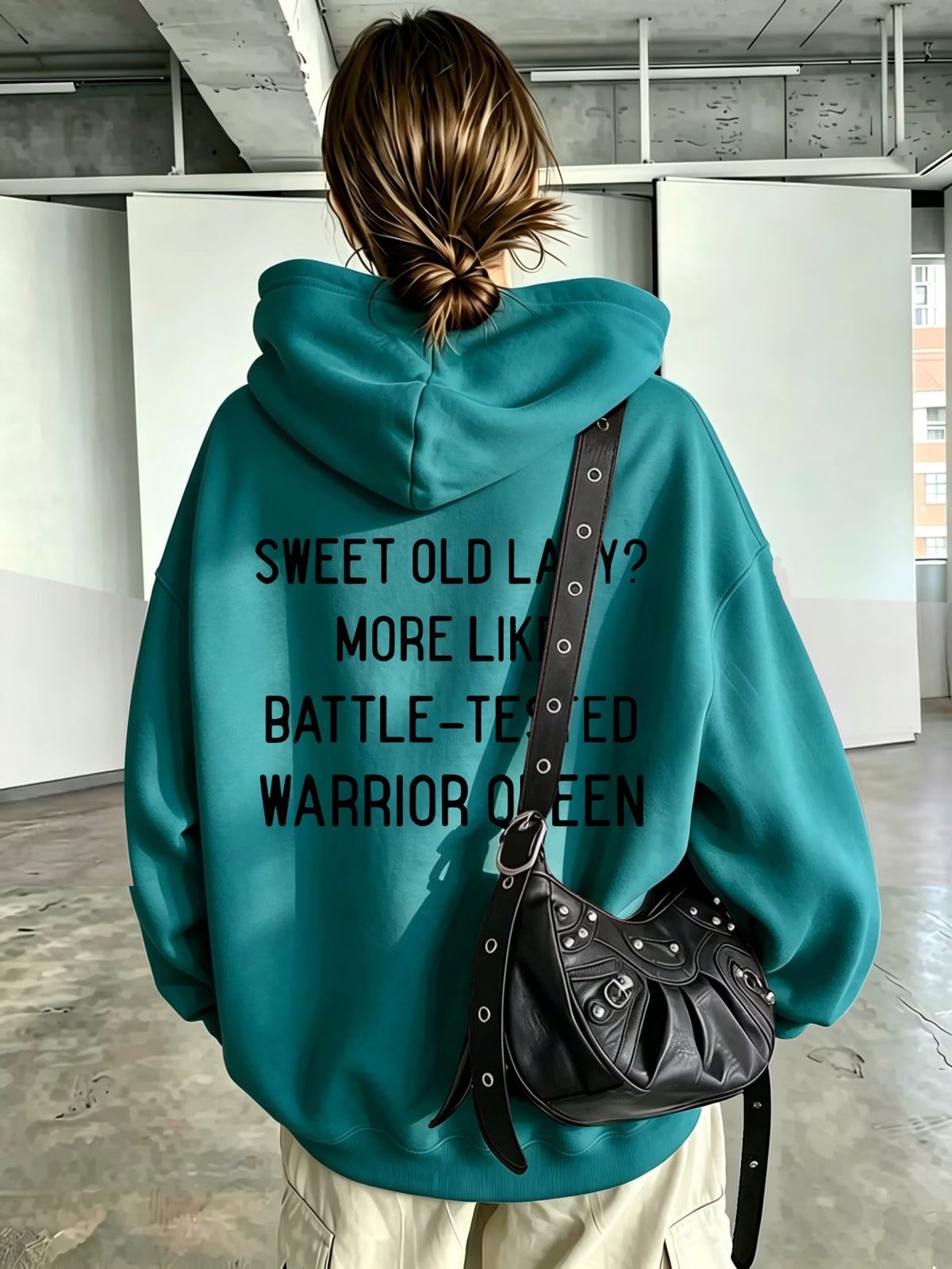 Ladies Bold Back Slogan Pullover Hoodie