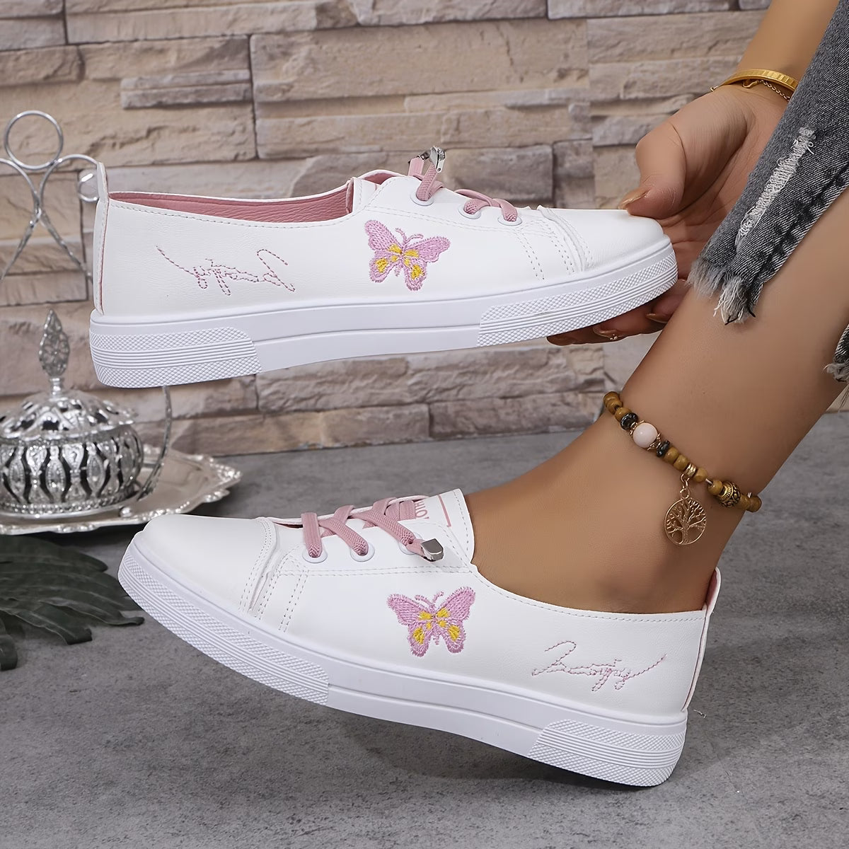 Women's Butterfly Embroidery Sneakers