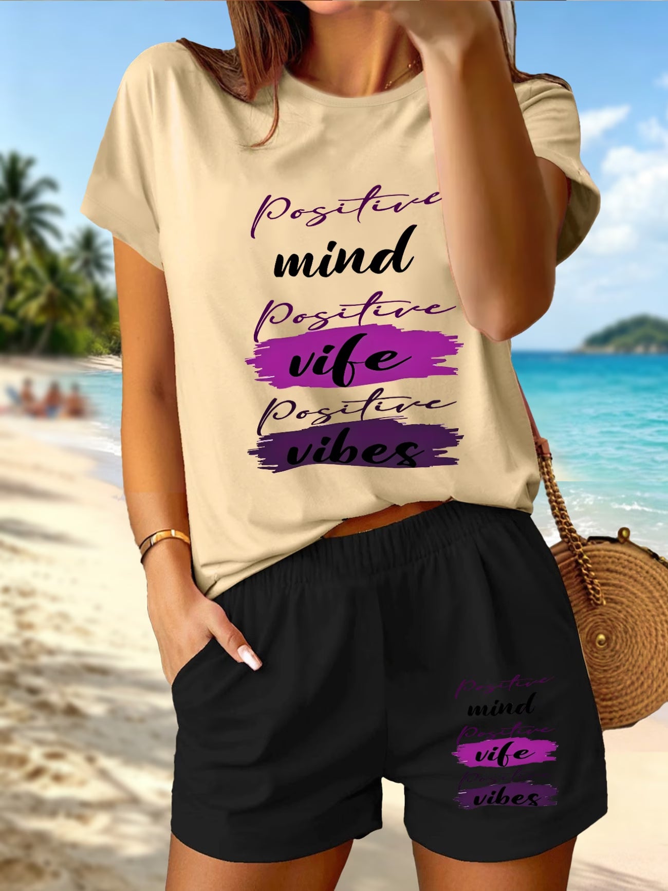 Positive Vibes Co-Ord Set – Tee & Shorts