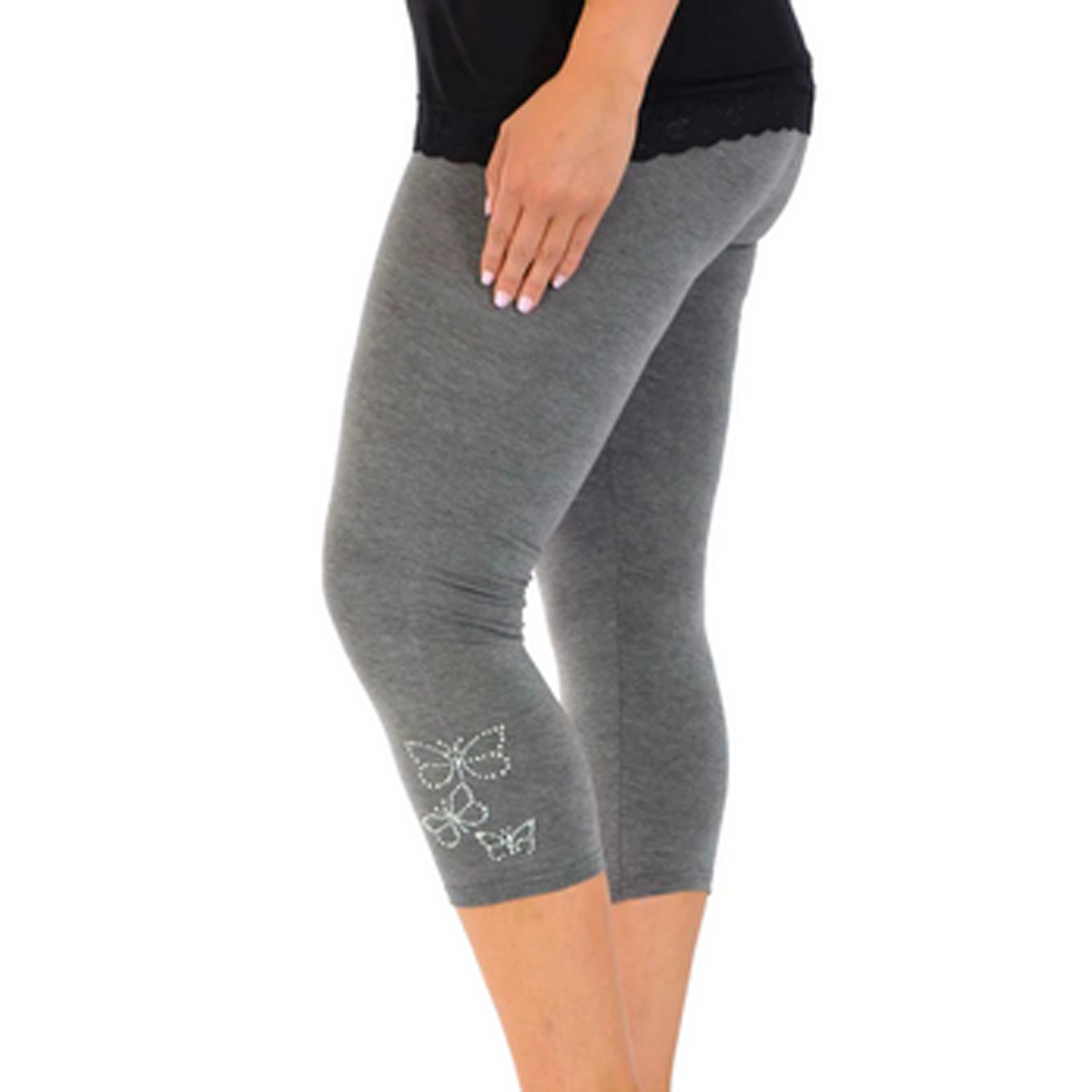 STUDDED BUTTERFLY 3/4 CAPRI LEGGINGS