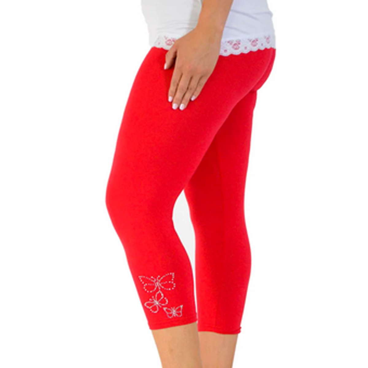 STUDDED BUTTERFLY 3/4 CAPRI LEGGINGS