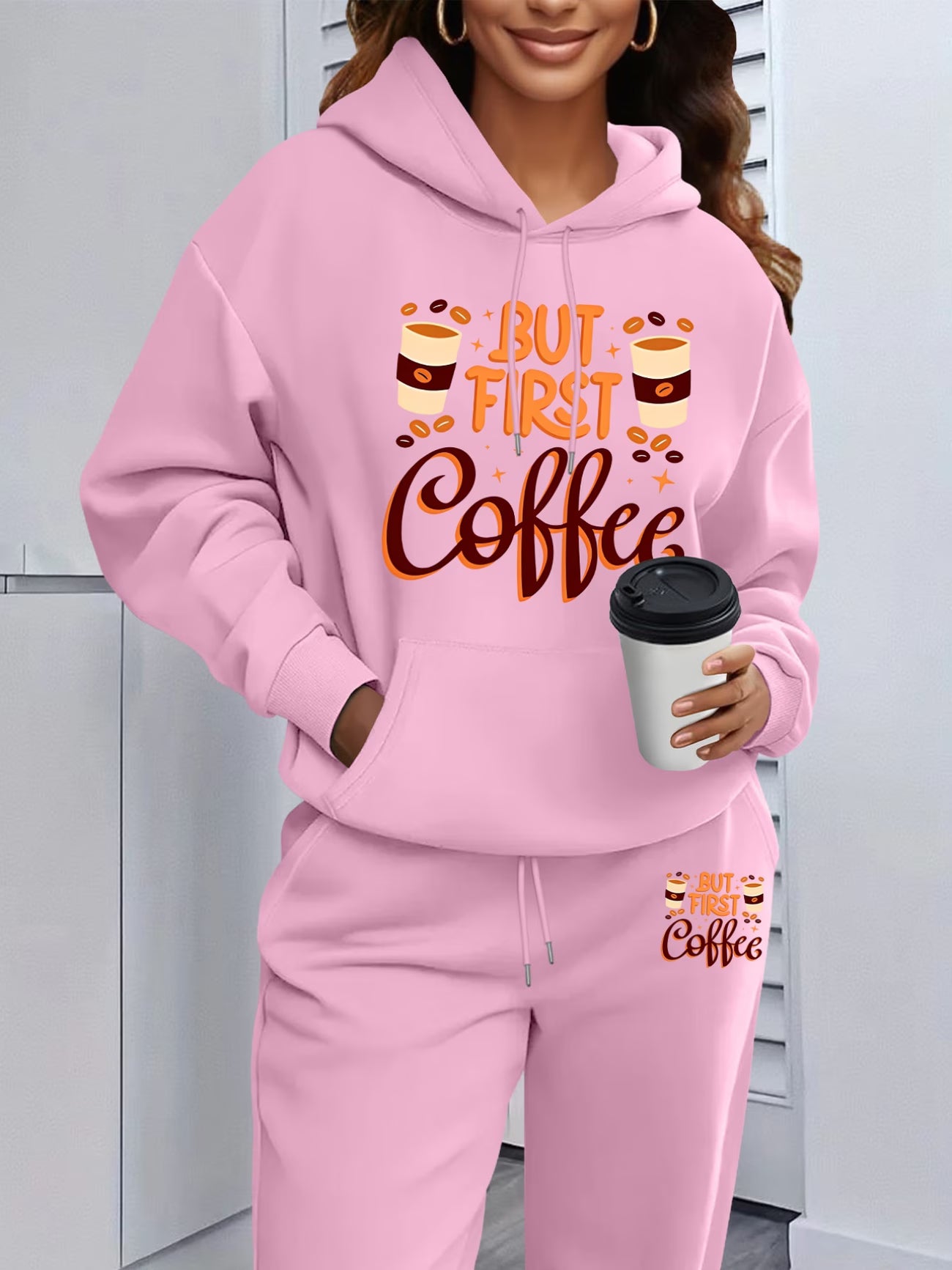 But First Coffee Hooded Sweatshirt & Sweatpants Set