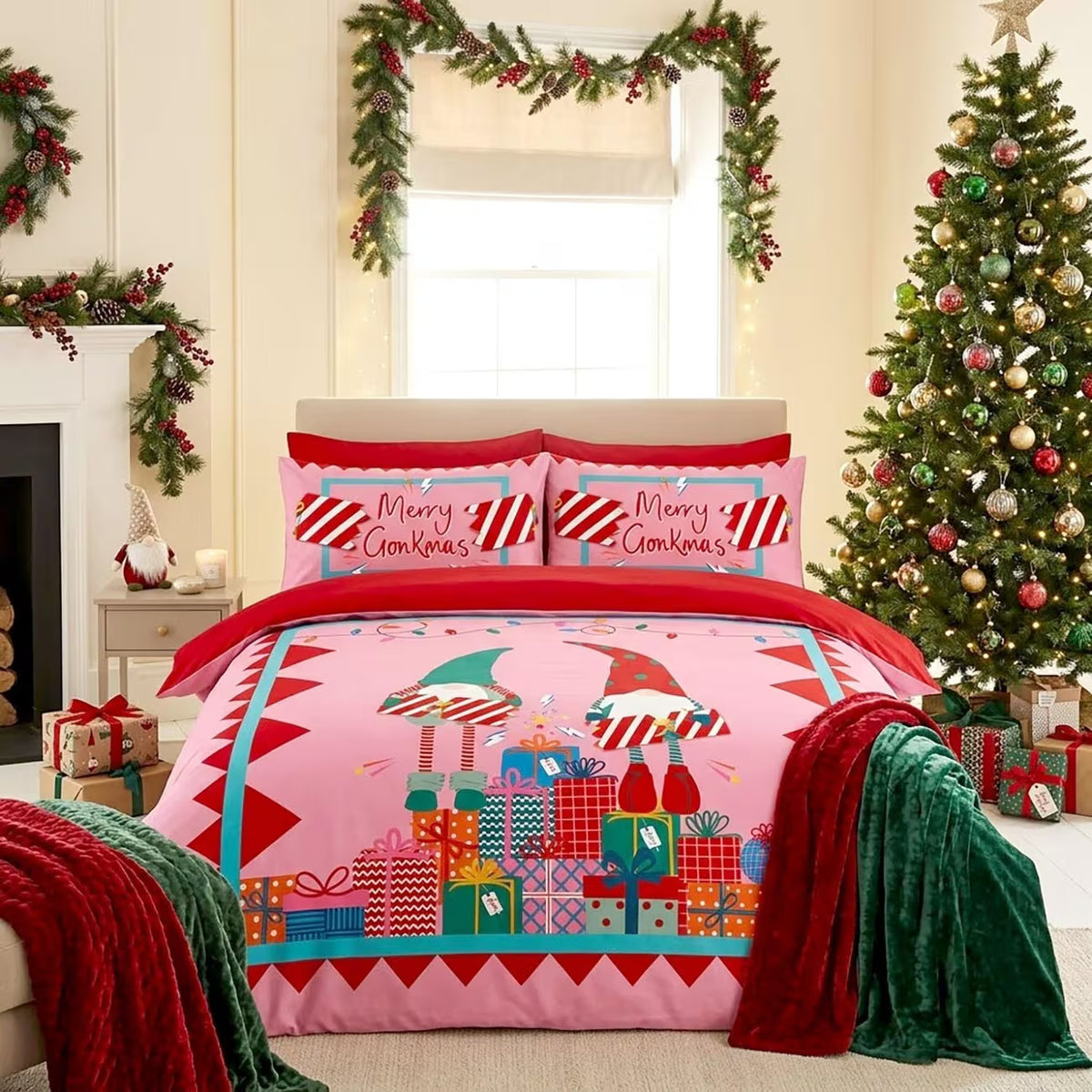 Christmas Panel Print Double Duvet Cover Set