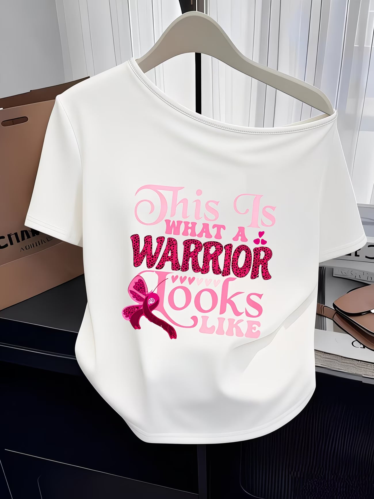 Breast Cancer Awareness Butterfly & Leopard Print T-Shirt