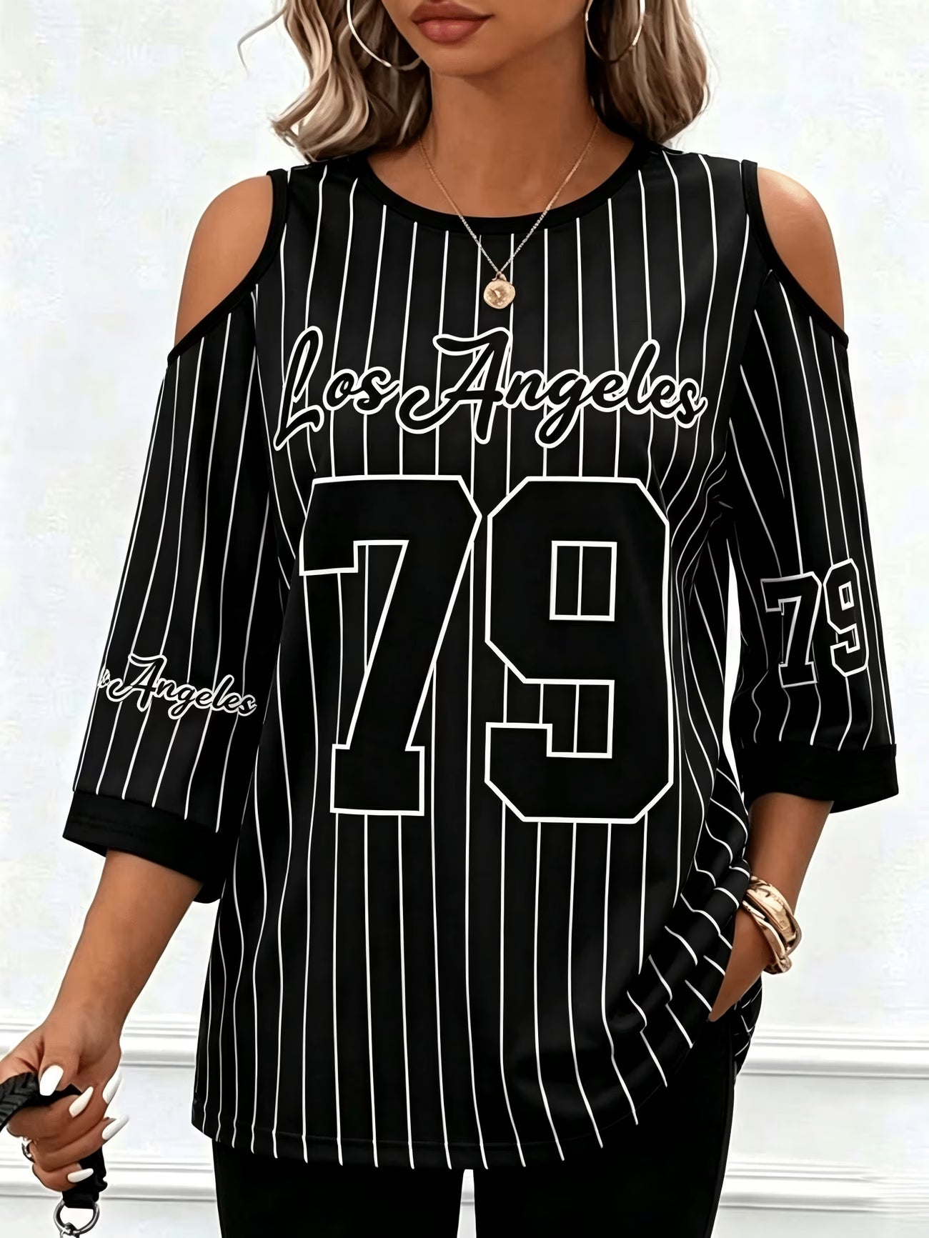 Striped Off-Shoulder Top – Plus Size