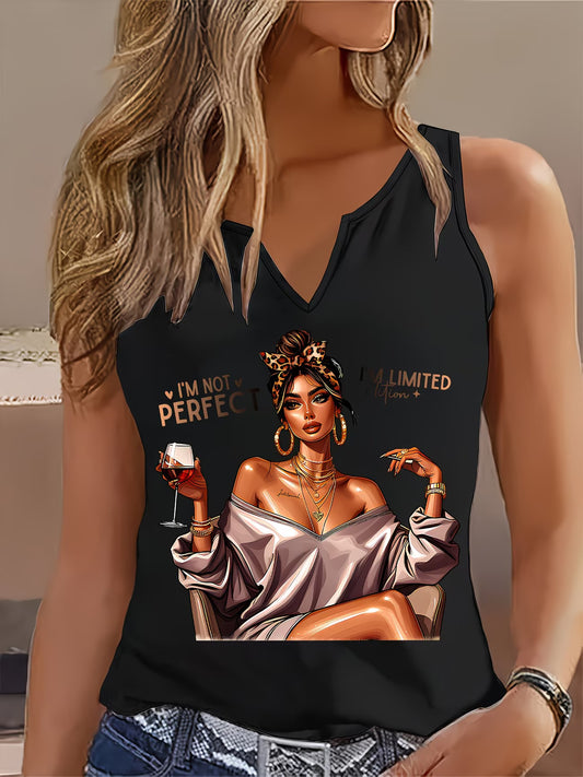 Graphic Print Sleeveless Vest Top