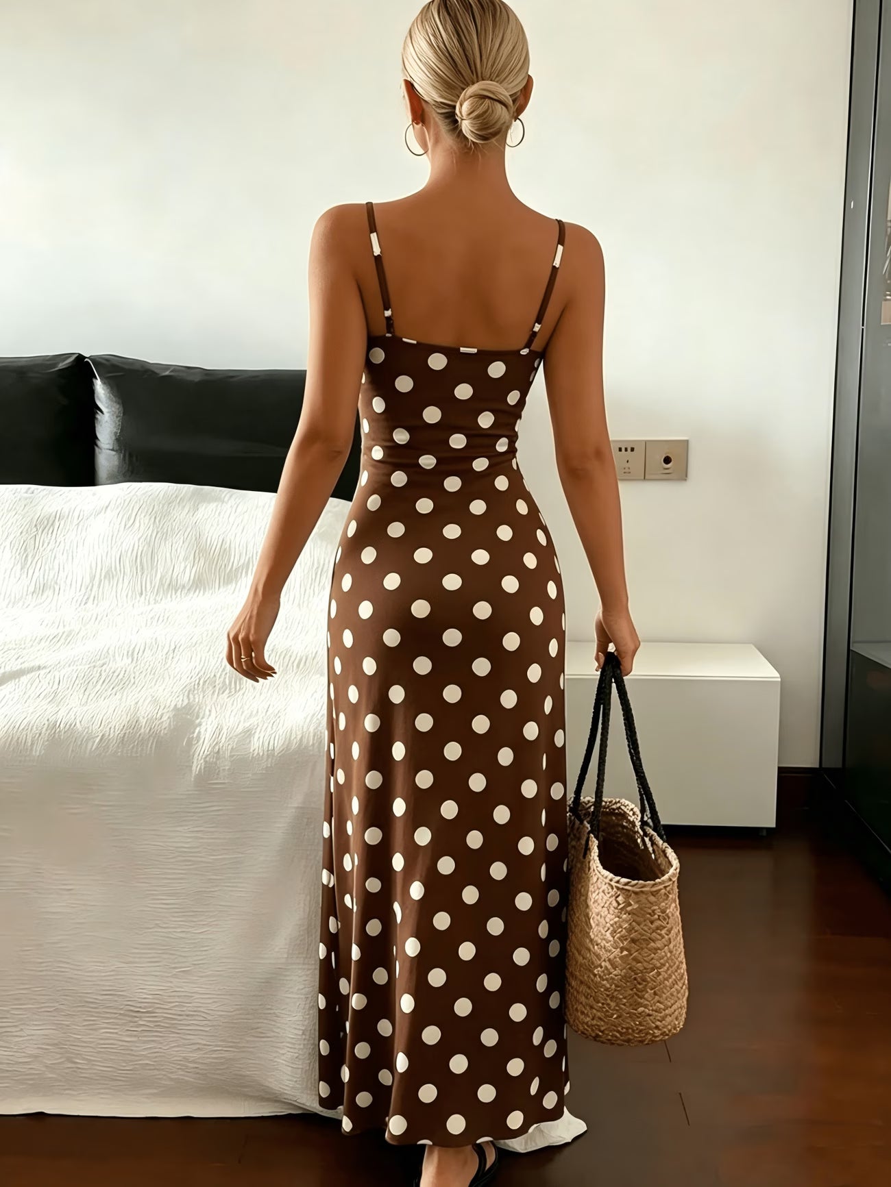 Spring Summer Polka Dot Print Cami Dress