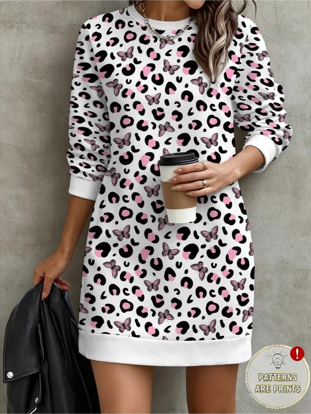 Leopard Butterfly Drop Shoulder Sweatshirt