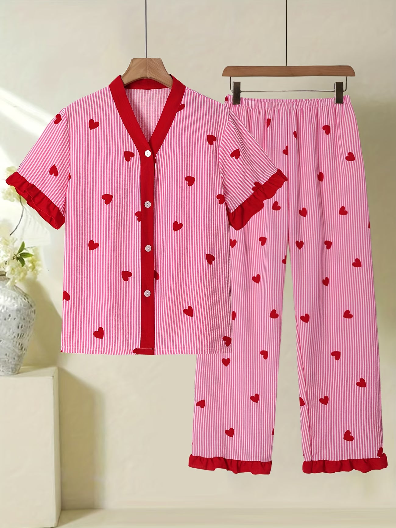 Love Hearts Elegant Ladies Pajama Set