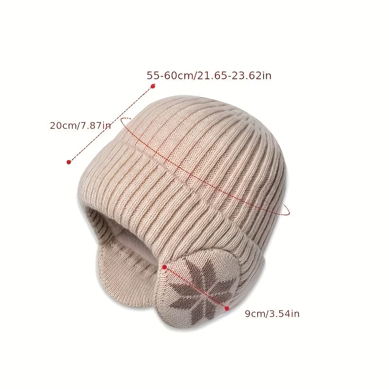 Unisex Fleece Winter Knit Hat with Ear Coverage