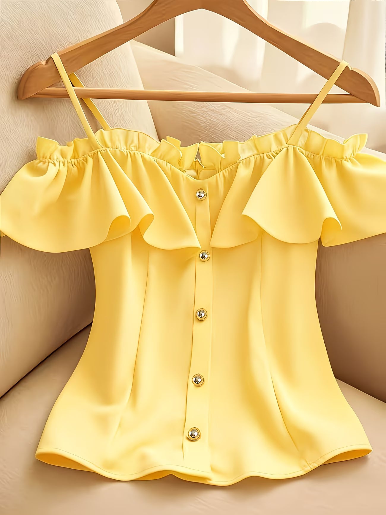 Off-Shoulder Ruffle Trim Blouse