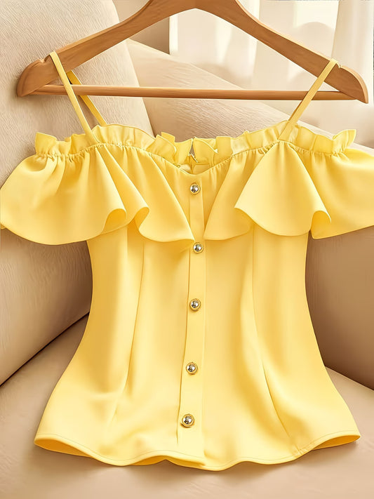 Off-Shoulder Ruffle Trim Blouse