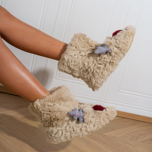 Women's Christmas Reindeer Boots – Cute Cartoon Design, Warm & Thickened