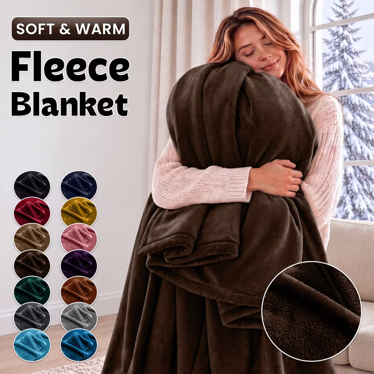 Soft Fleece Throw Blanket, King Size