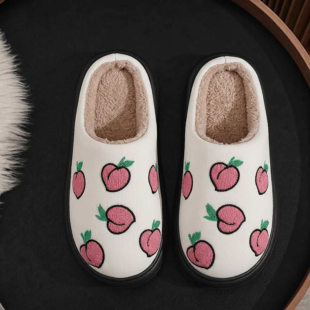 Fruit Print Plush Slippers