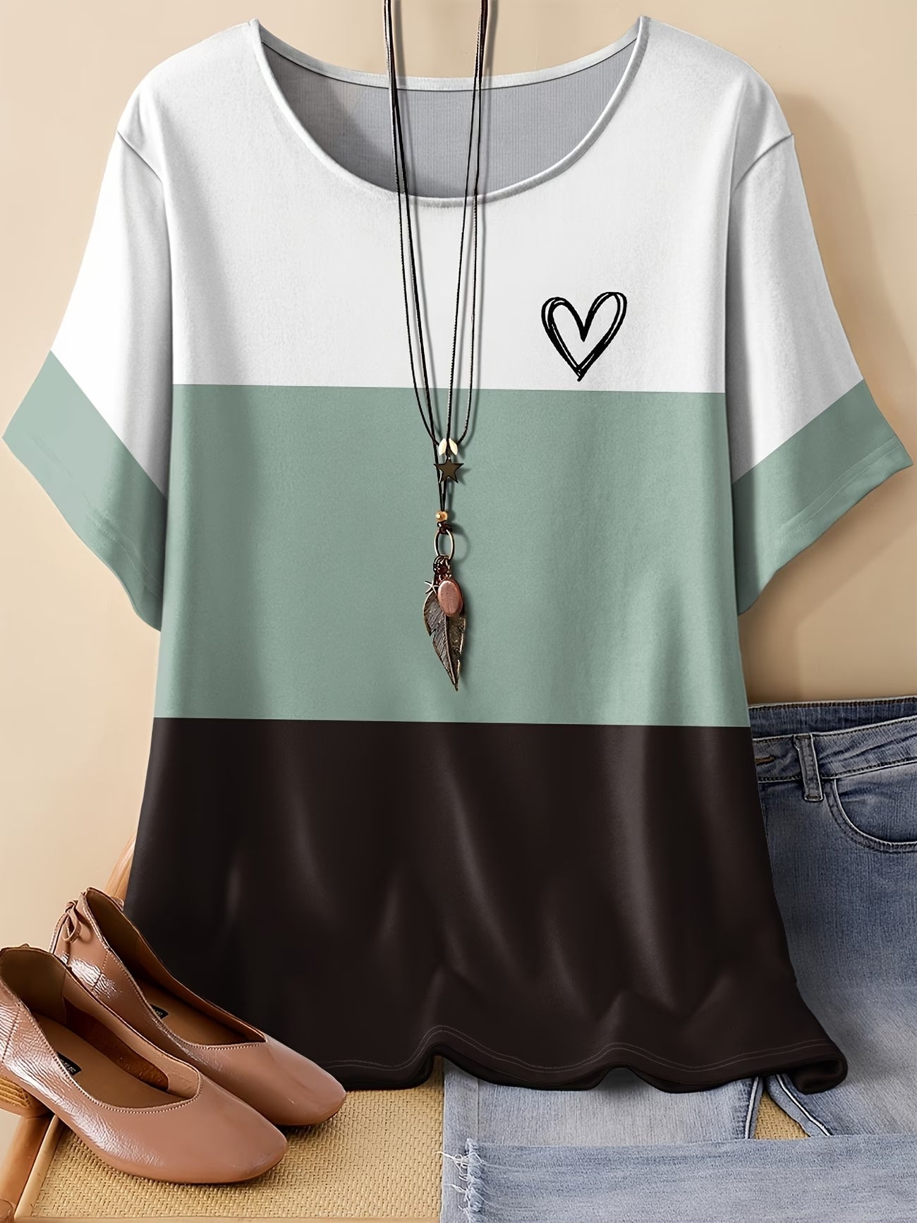 Plus Size, Women's Size Bohemian Short-Sleeve T-Shirt