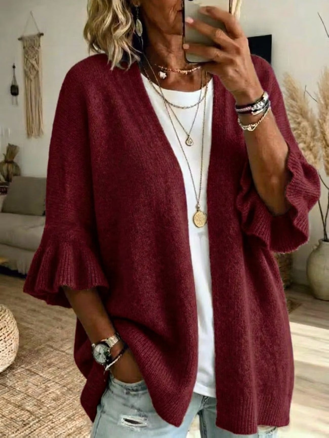 Plus Size Women's Elegant Cardigan – Easy Design Versatile Sweater Jacket
