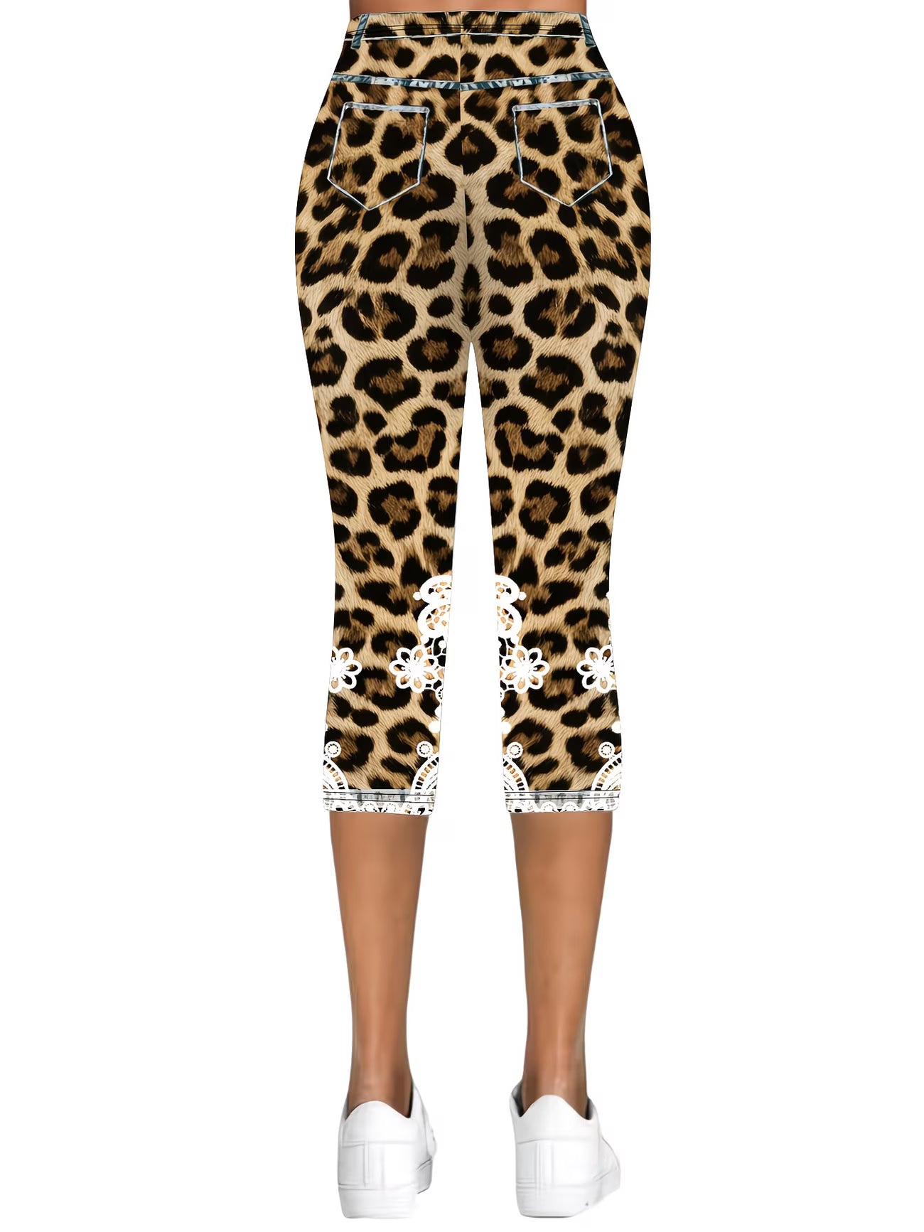Leopard Print Capri Pants – Tight-Fit Stretch Base Layer
