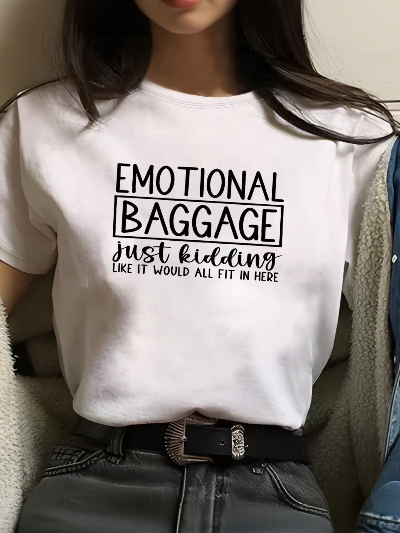 Emotional Baggage Graphic Print Casual Top