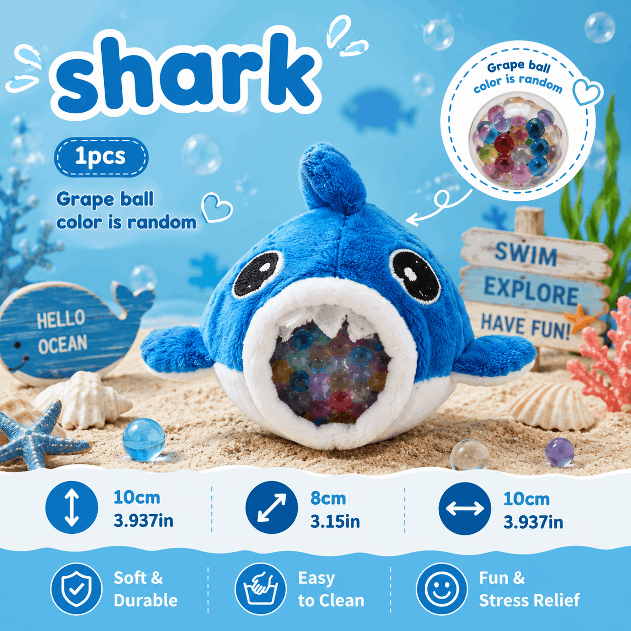 Sea Creature Squishy Stress Ball Toy | Ocean Sensory Squeeze Fidget & Plush Companion