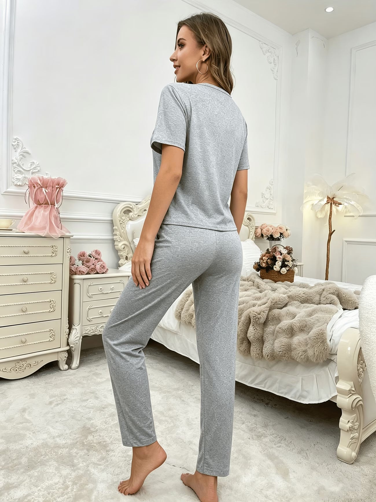 Women's LOVE Print Pajama Loungewear 2-Piece Set