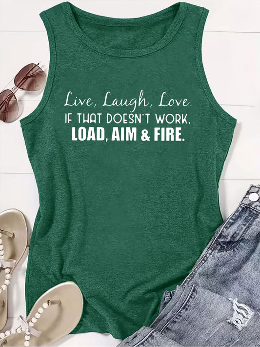 Women's Live Laugh Love Sleeveless Tank Top | Funny Slogan Vest