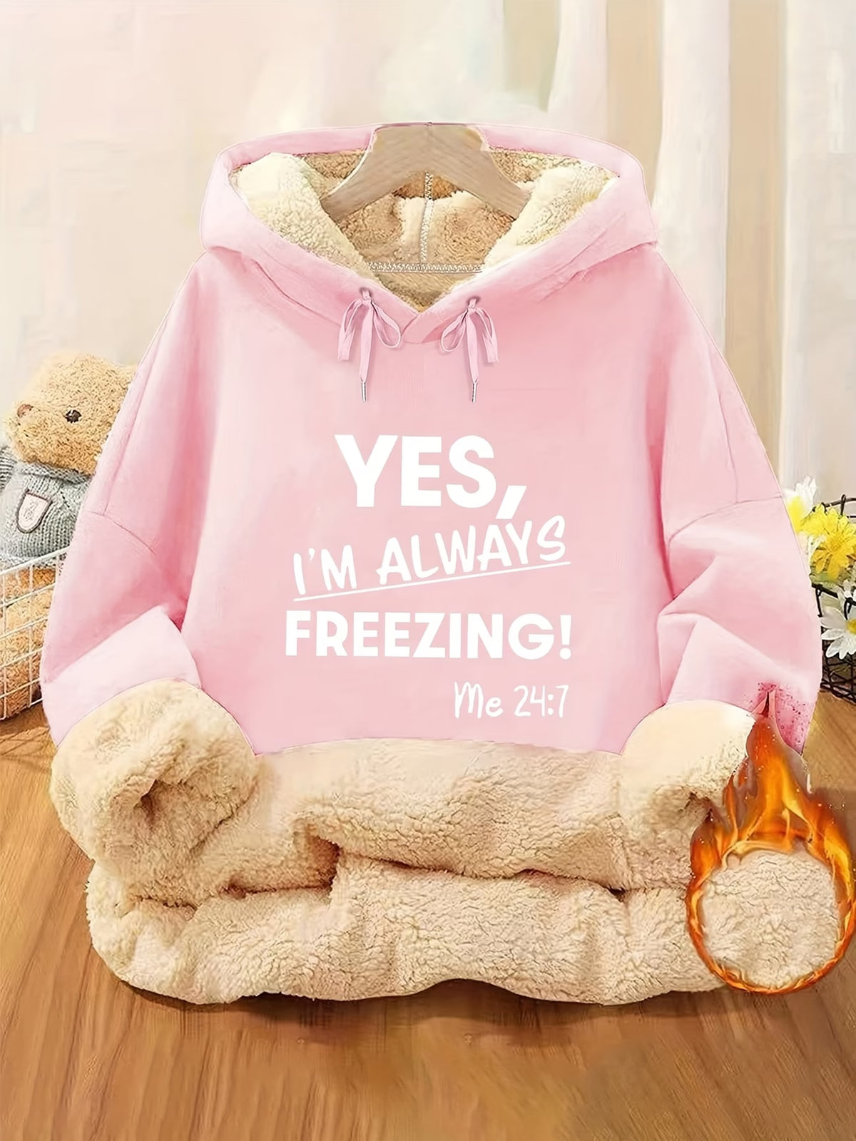Women's Fleece-Lined Hooded Sweatshirt with Pockets