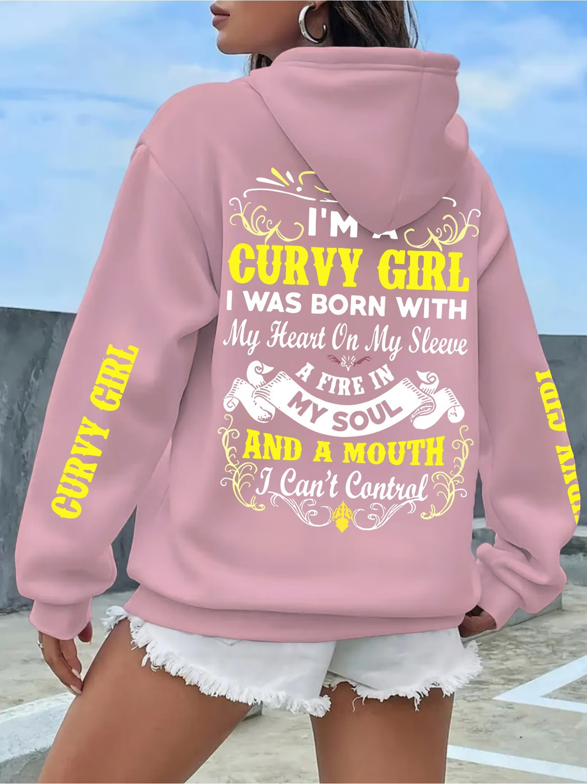 Women's Holy Letter Slogan Print Drawstring Hoodie